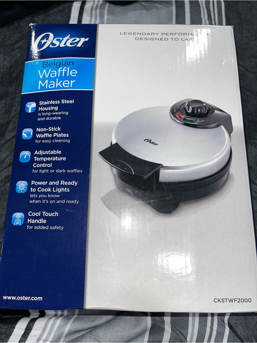 Oster Belgian Waffle Maker in Silver and Black